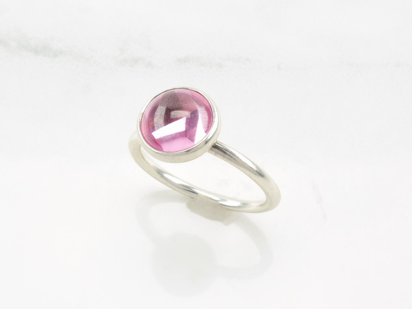 Sterling Silver Pandora Ring Poetic Droplet Minimalist Pink Sz8 1/4 R3849