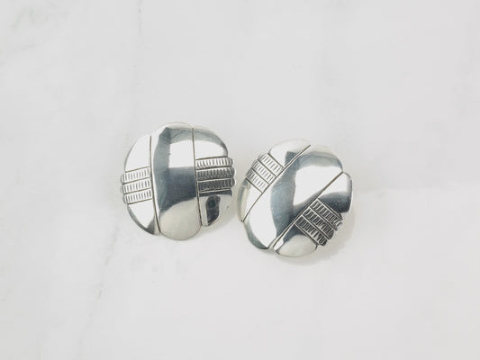 Native American Sterling Silver Shield Earrings Stud