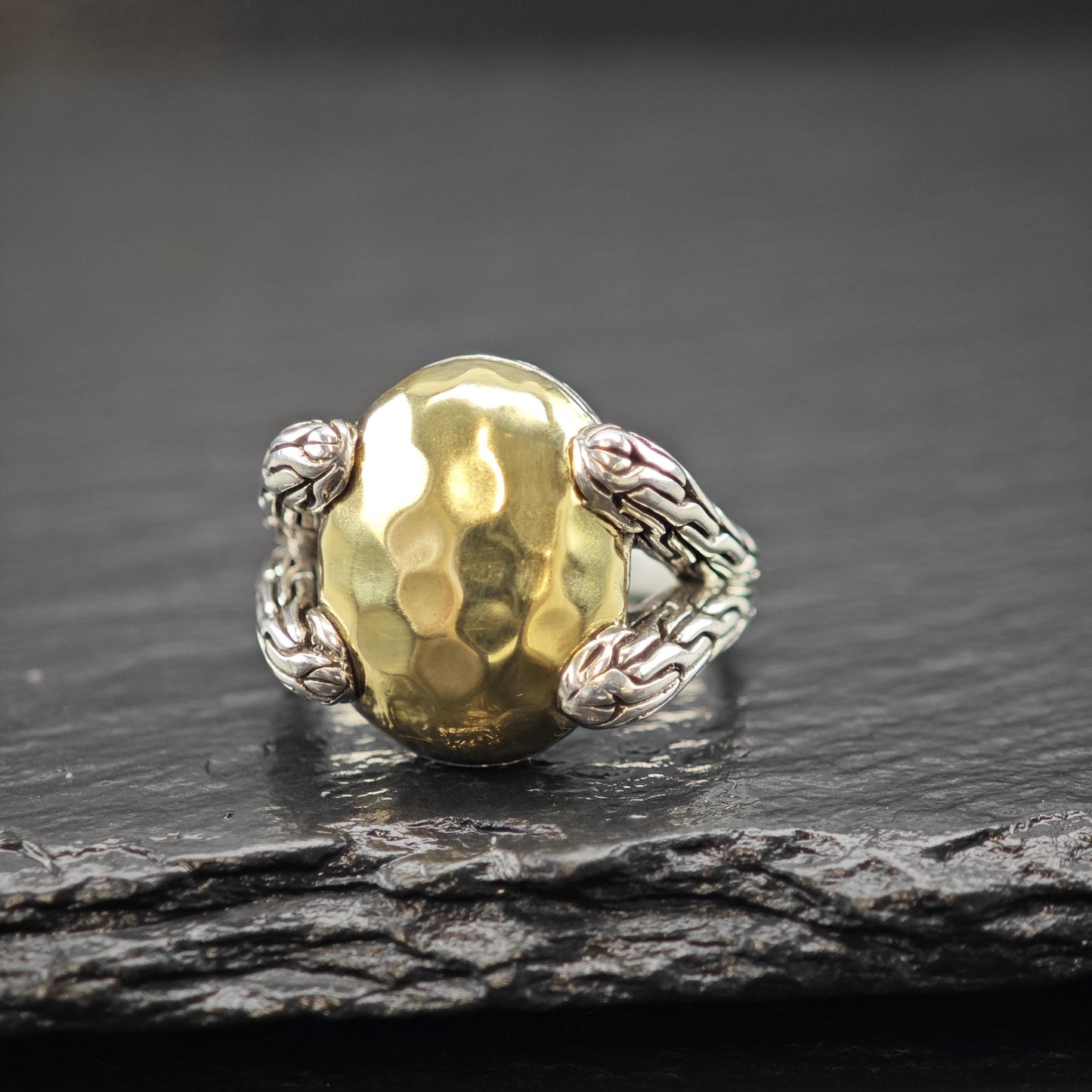 John Hardy 18K Gold Accent Ring Sterling Silver Sz 7 R6019