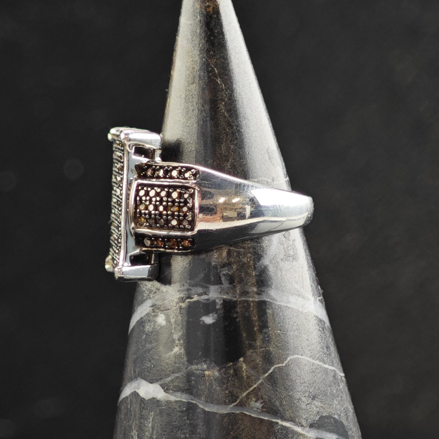 3/4 cttw Brown Diamond Square Sterling Silver Ring Sz 6 R6550