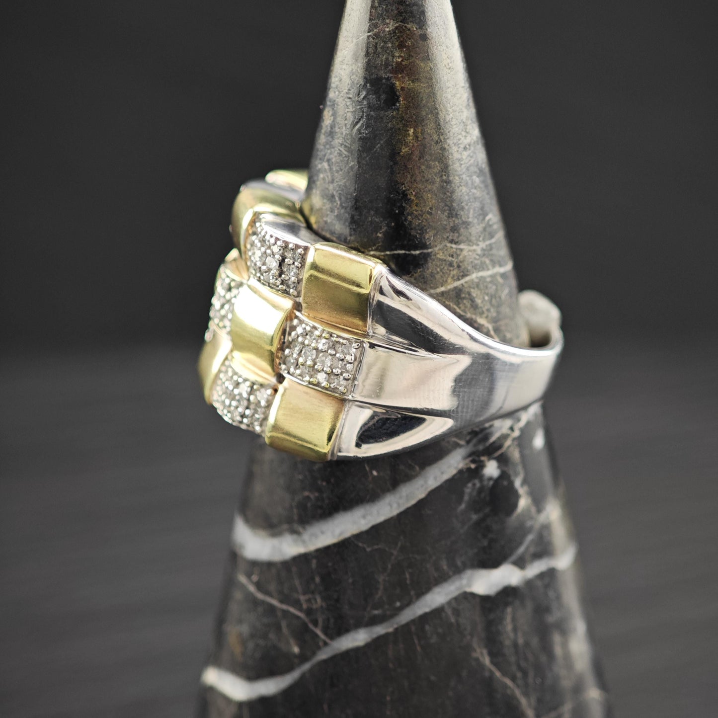 Sterling Silver Gold Gilded Diamond Ring JWBR