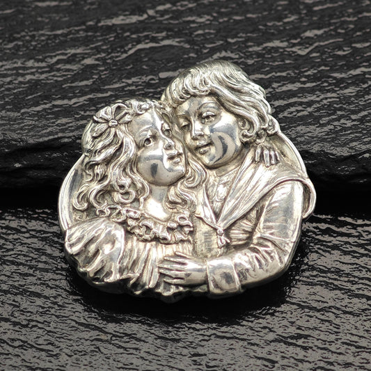 Damaged, Art Nouveau Children Brooch Sterling Top