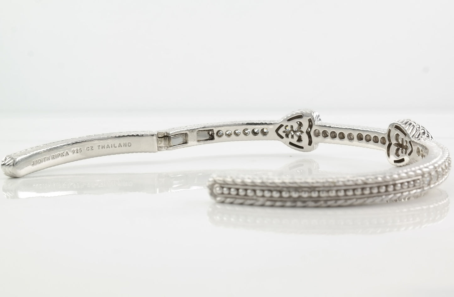 Judith Ripka Heart Cuff Bracelet CZ Sterling Silver