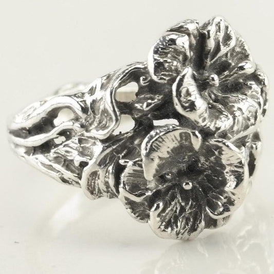 Vintage Sterling Silver Flower Ring Size 6 1/2