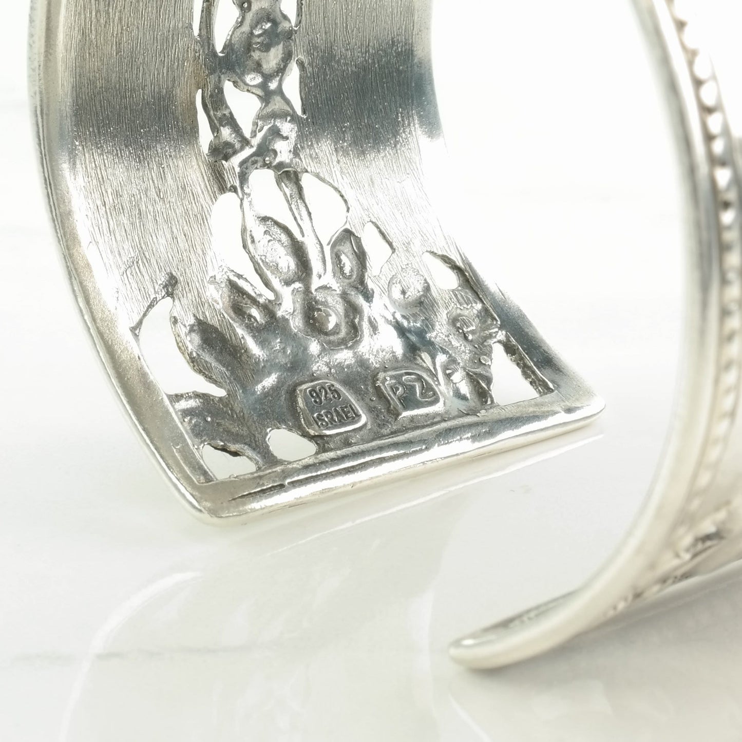 Israel Sterling Silver Cuff Bracelet Floral