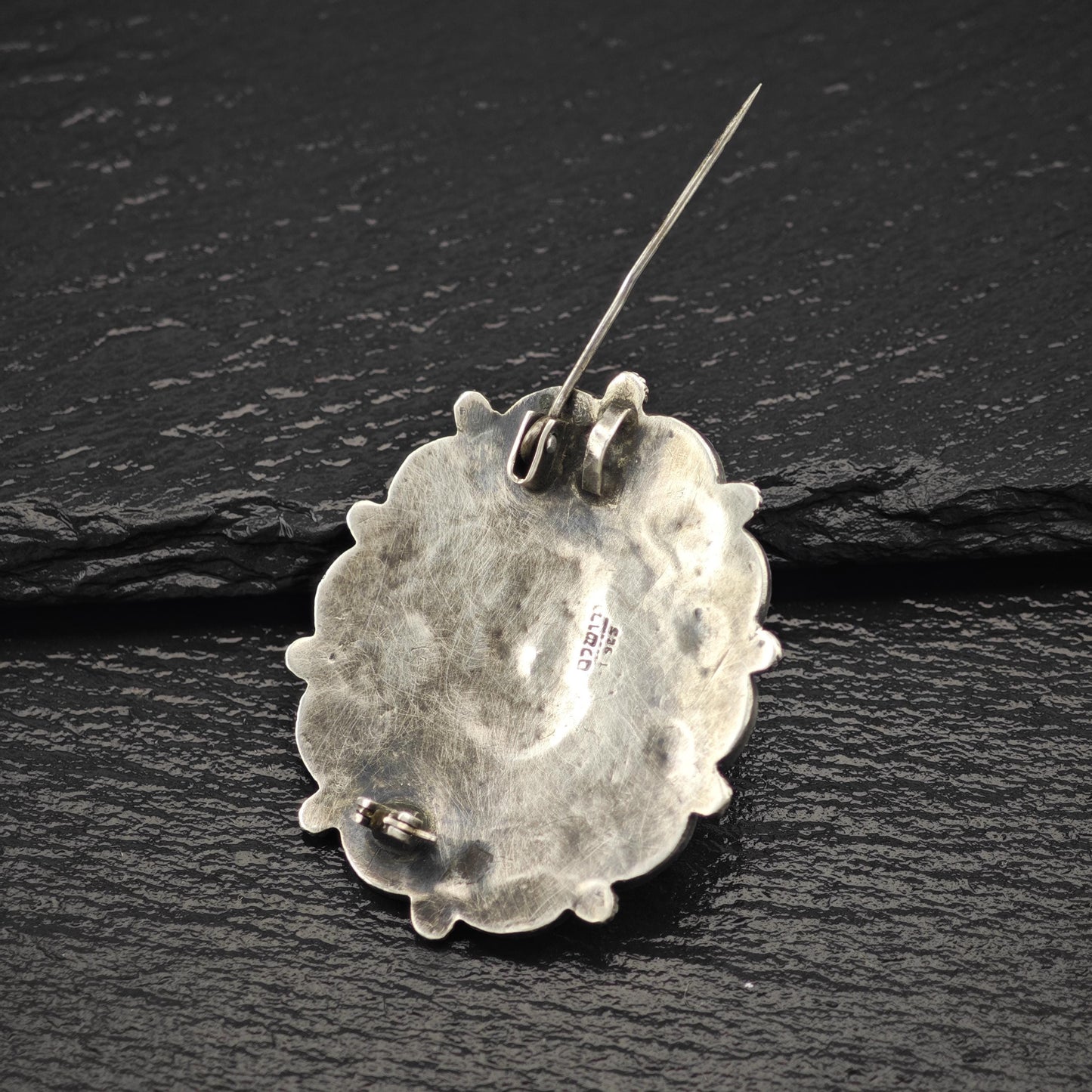 Silver Filigree Brooch Pendant: Vintage Sterling Jewelry