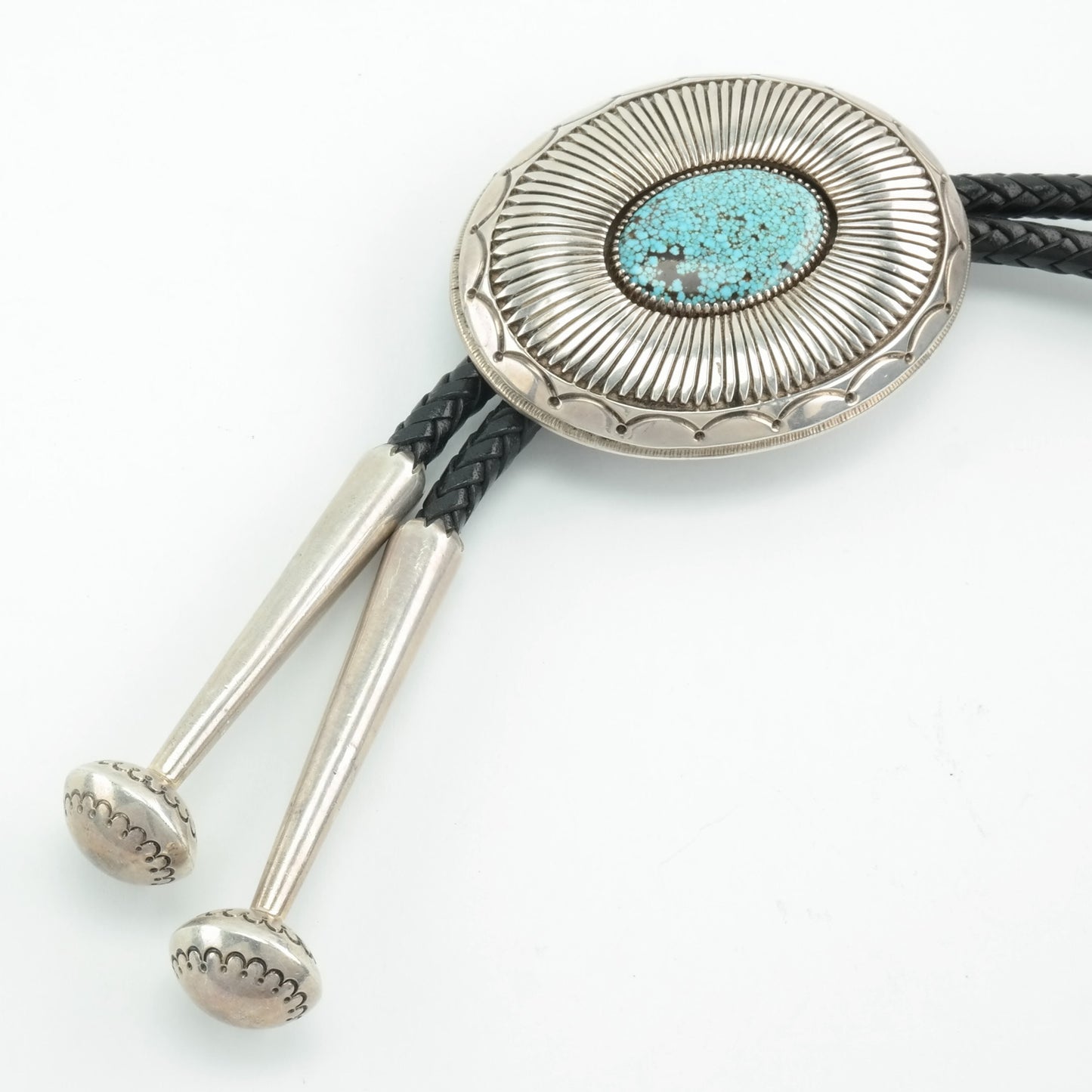 Sterling Silver Blue Turquoise Spiderweb, Indian Mountain Bolo Tie Necklace