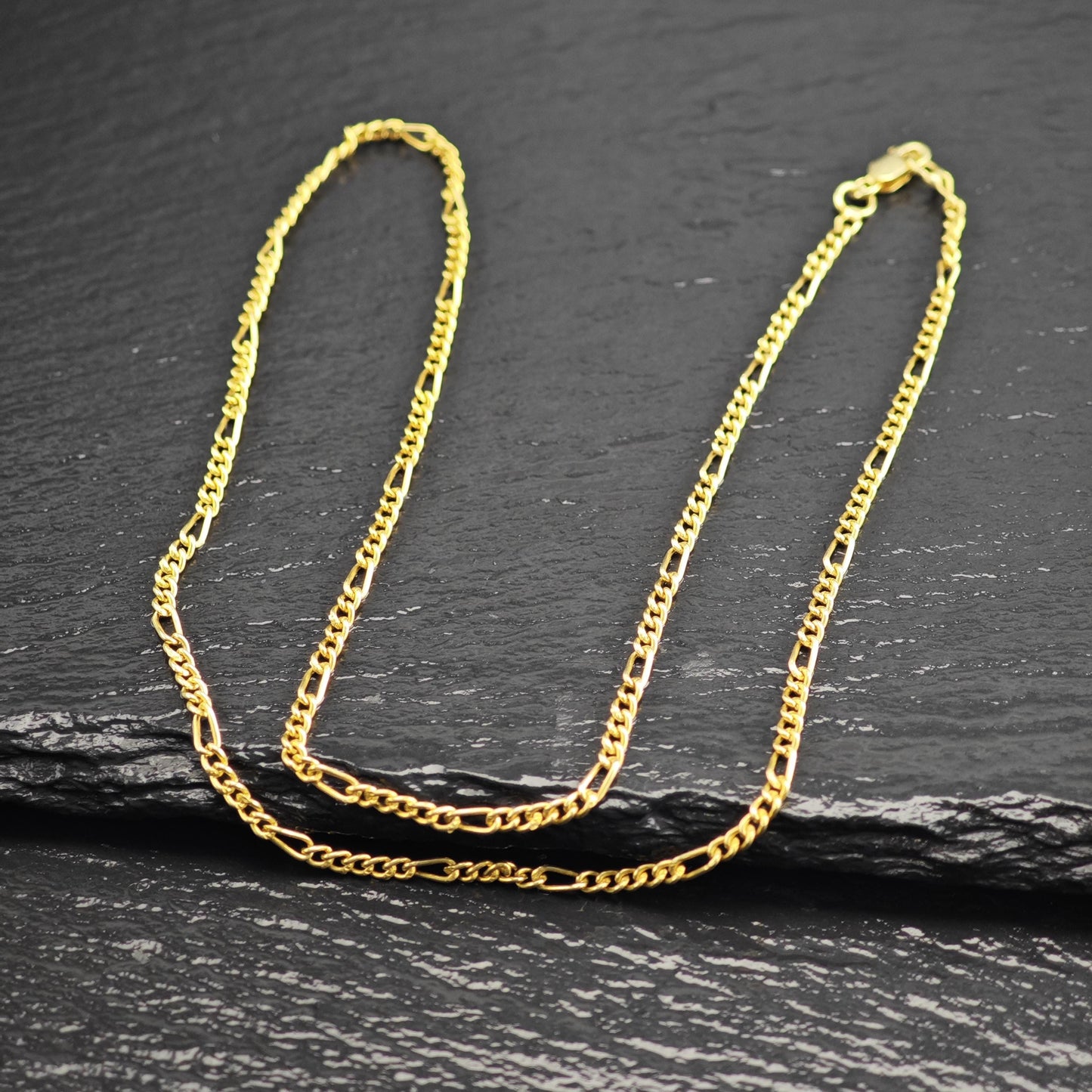 Figaro Gold Plated Chain Sterling Silver Necklace N2750