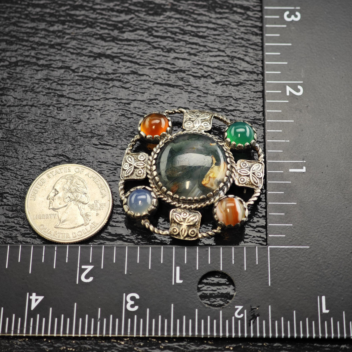 Scottish Agate Sterling Silver Brooch B2251