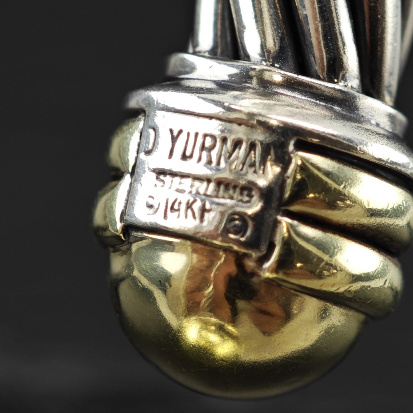 Vintage David Yurman Cable Cuff Bracelet, 14K Gold & Sterling Silver (Size 6.25)