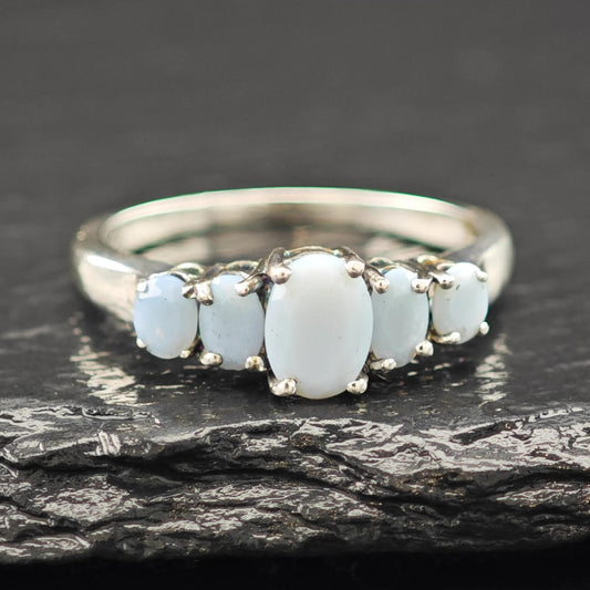 Blue Gemstone Sterling Silver Ring Size 9 R6067