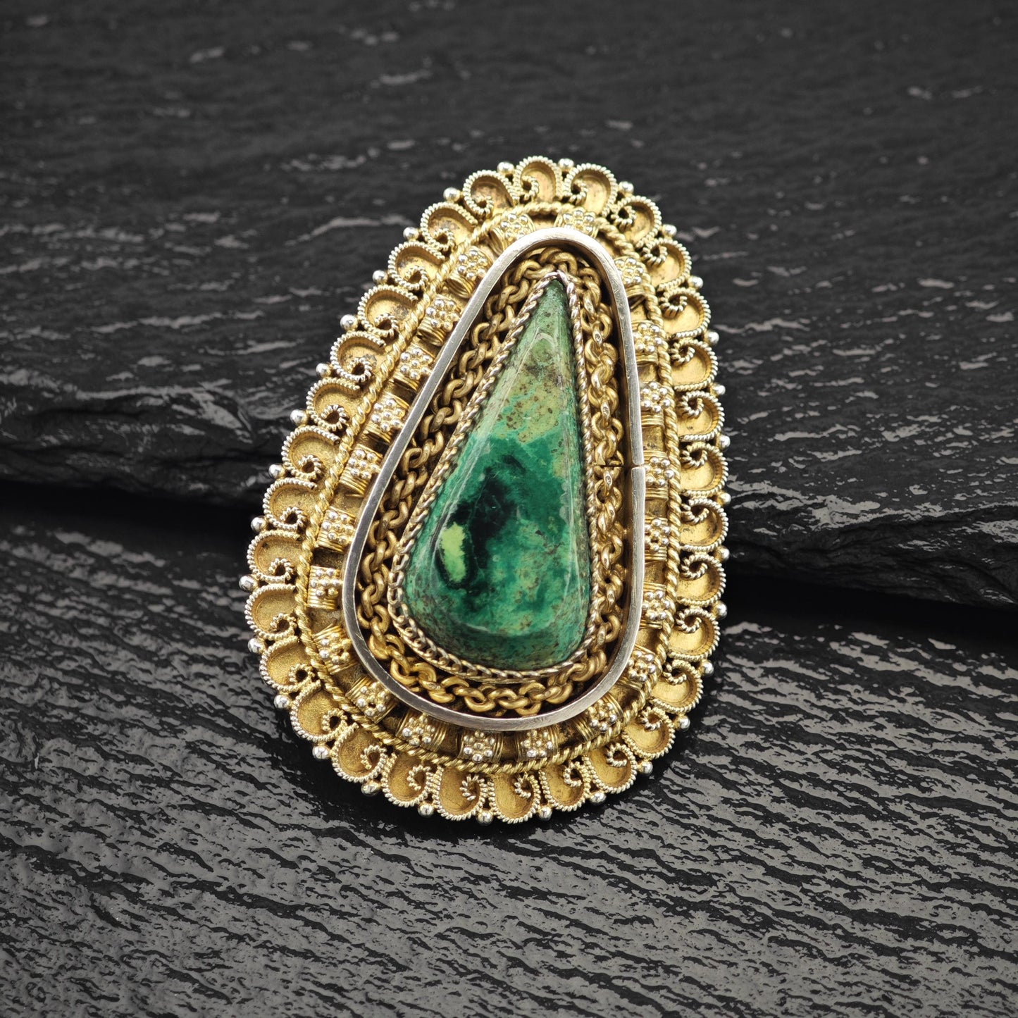 Light Gold Washed Eilat Brooch/Pendant Sterling Silver