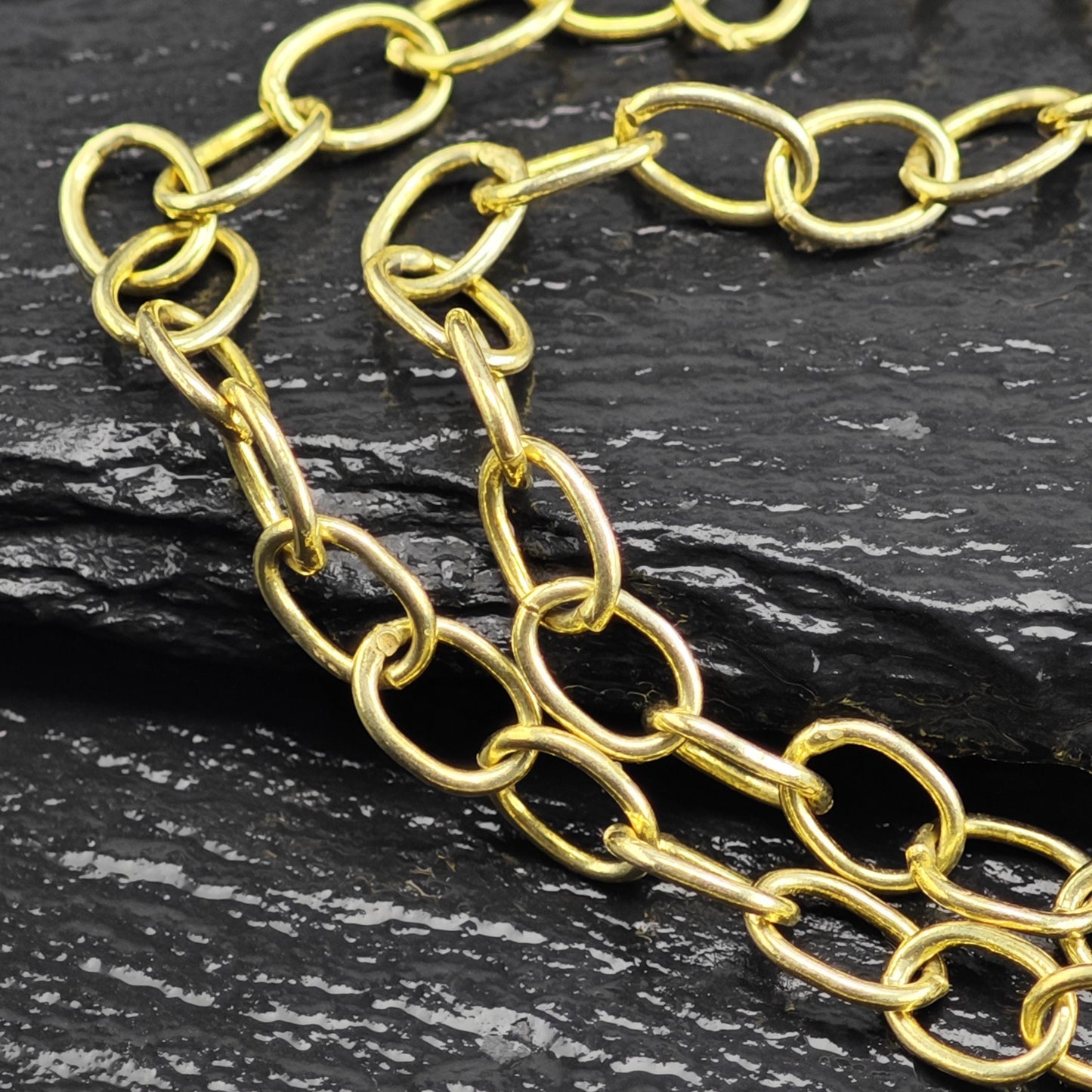 Gold Plated Oval Chain Sterling Silver Necklace N2754