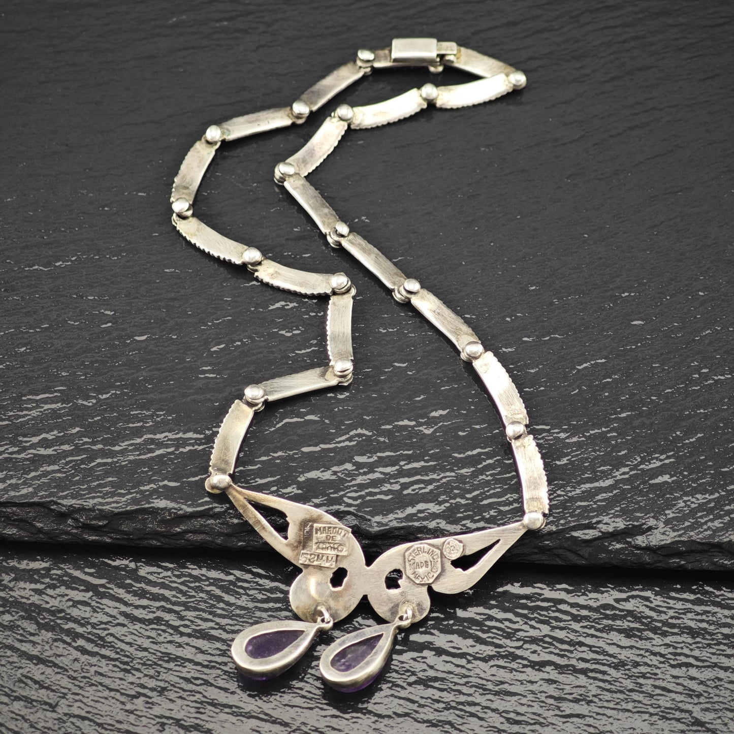 Margot De Taxco Sterling Silver Purple Amethyst Choker Necklace