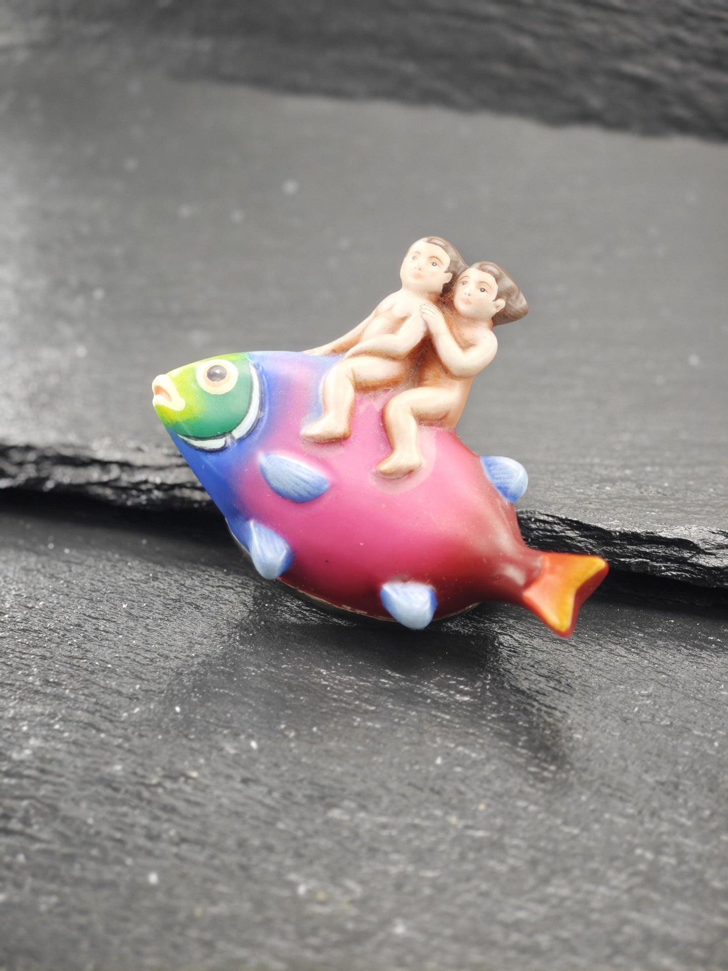Sergio Bustamante Fantasy Fish, People Brooch/Pendant Sterling Silver