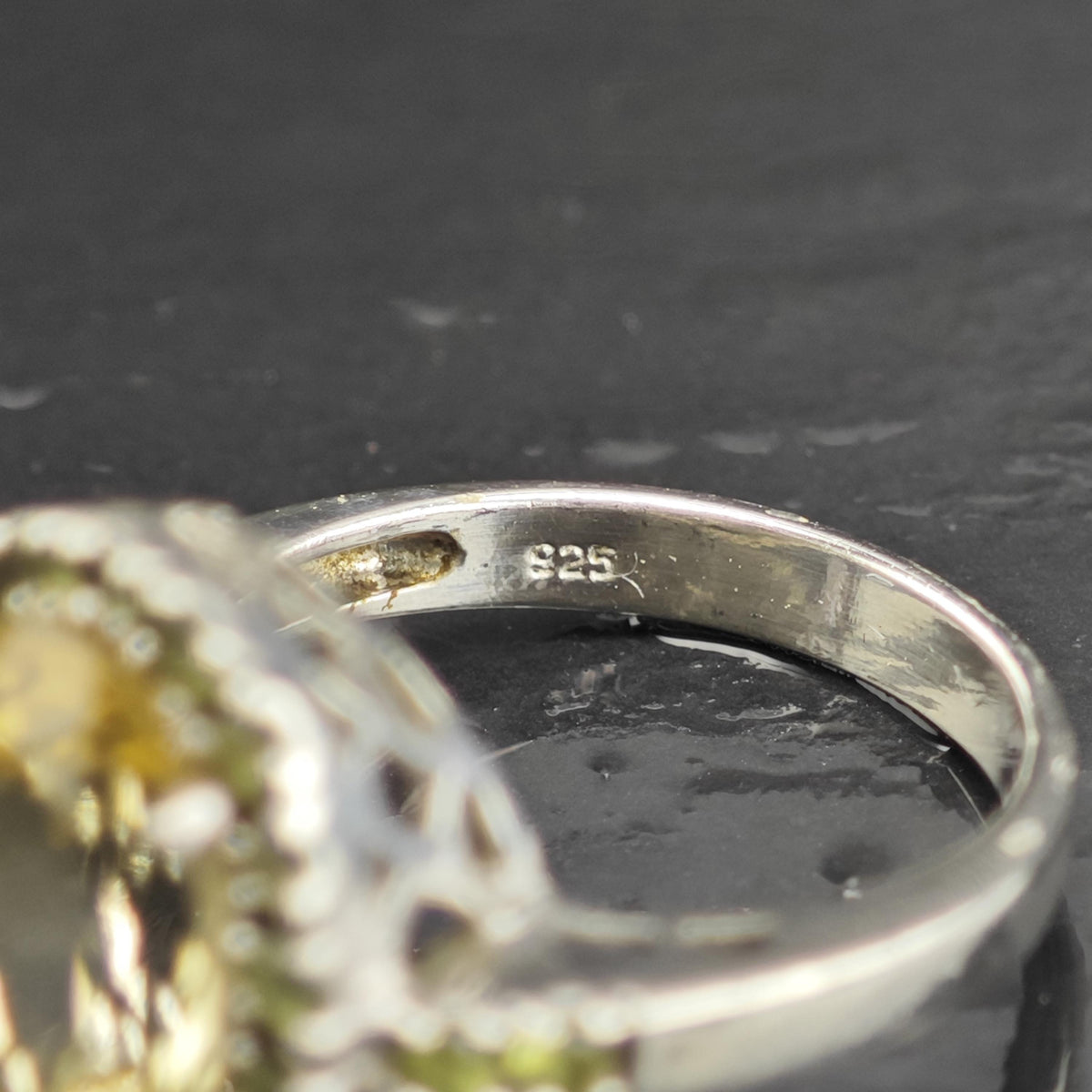 Oval Citrine, Peridot Sterling Silver Ring Sz 9 R6746