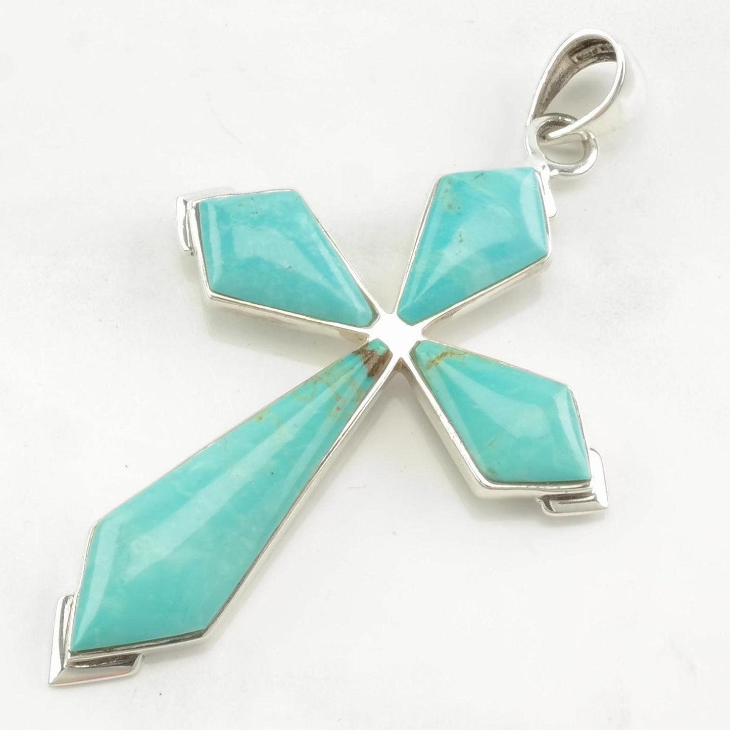 Vintage Turquoise Cross Sterling Silver Pendant