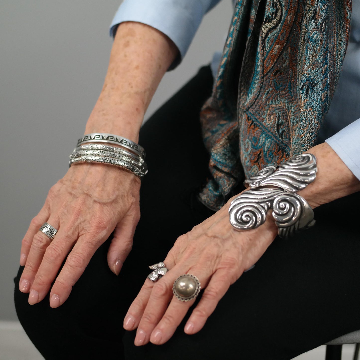 Hopi, Wadsworth, Native American Overlay, Cuff Bracelet Sterling Silver