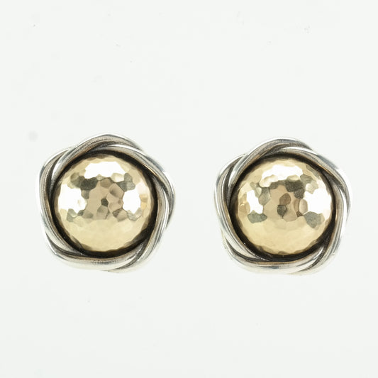 James Avery Sterling Silver Hammered, 14K Gold Earrings Stud