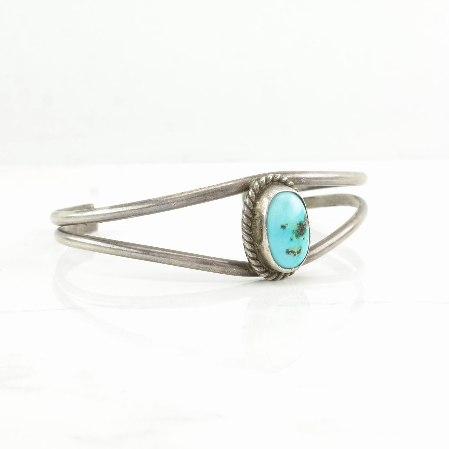 Sterling Silver Cuff Bracelet Blue Turquoise