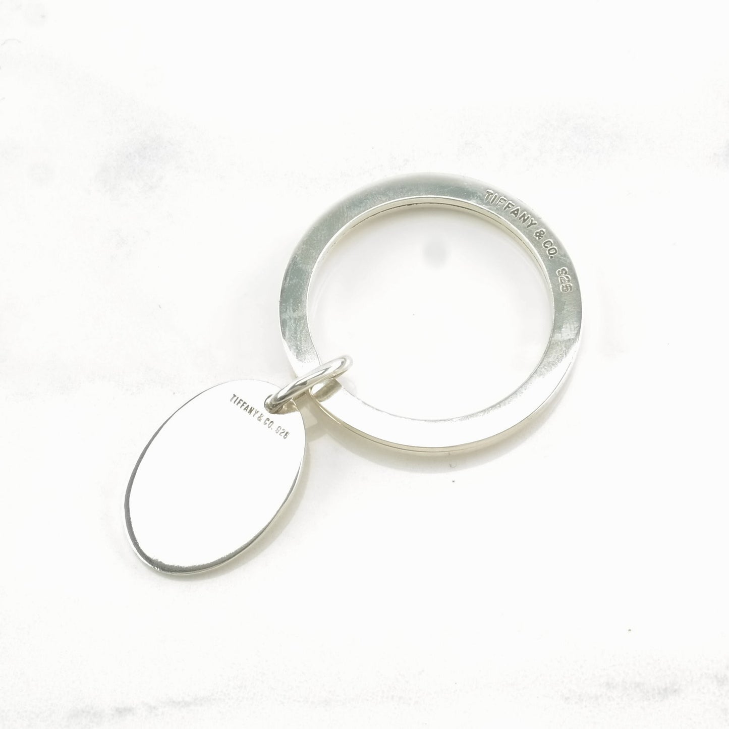 Vintage Tiffany & Co. Sterling Silver, Oval Tag Key Ring MISC0186