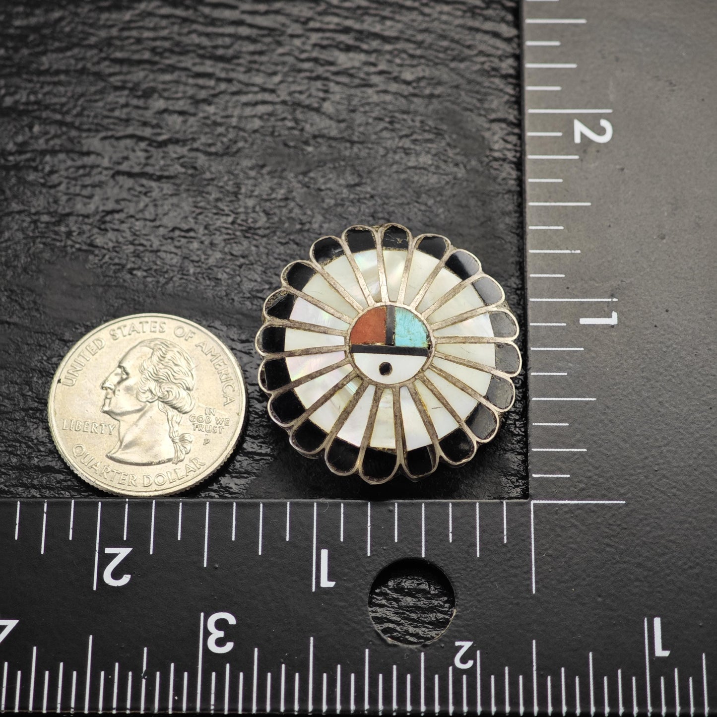 Zuni Inlay Surface Pendant Sterling Silver P3057