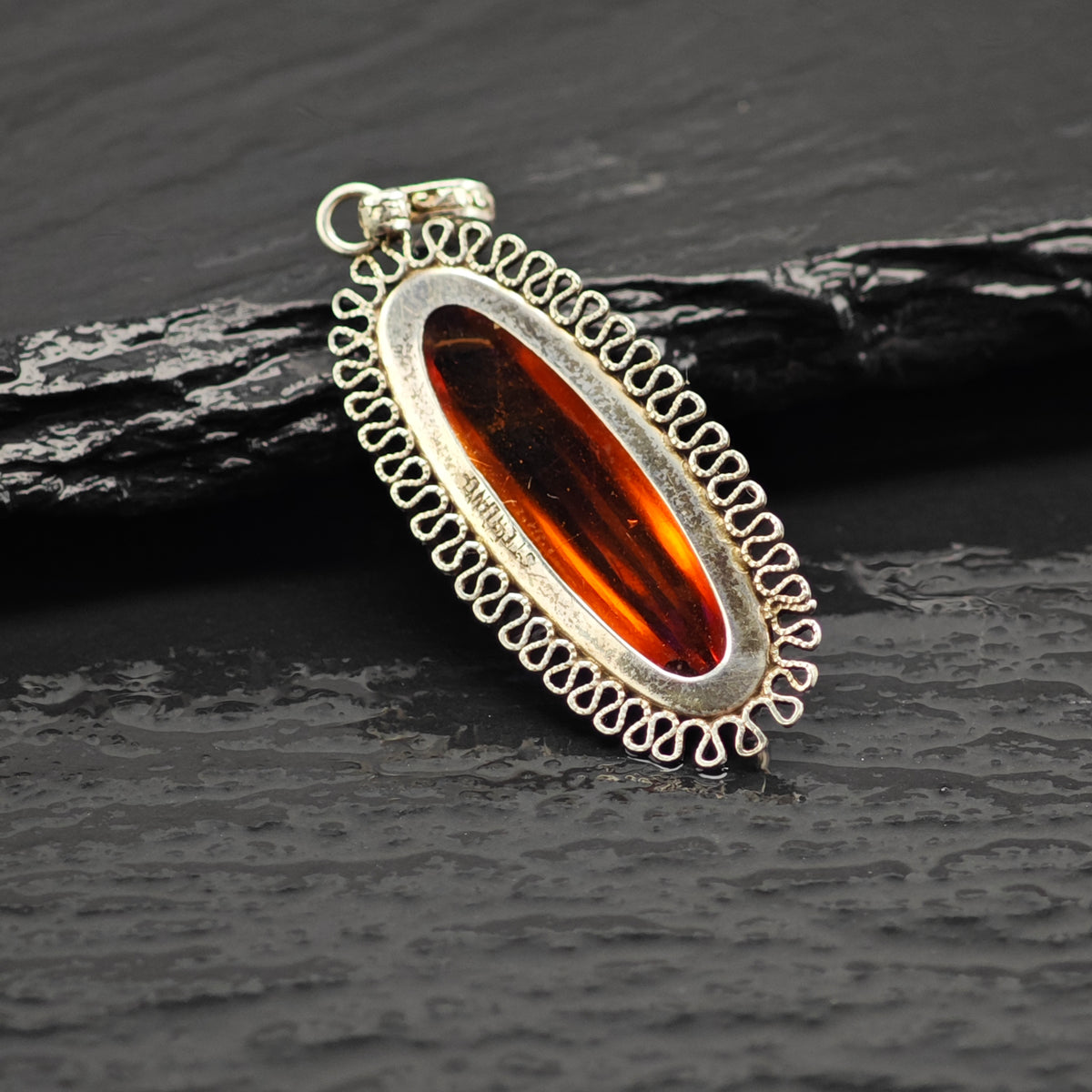 Dragon's Breath Opal Glass Pendant Sterling Silver P3049