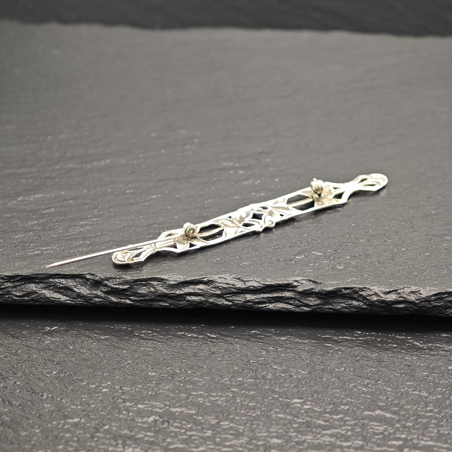 Vintage Art Nouveau, Floral Brooch Sterling Silver