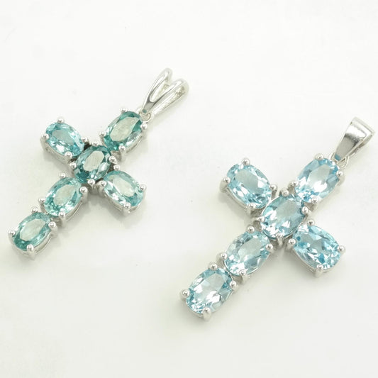 Choice of Vintage Topaz Cross Sterling Silver Pendant