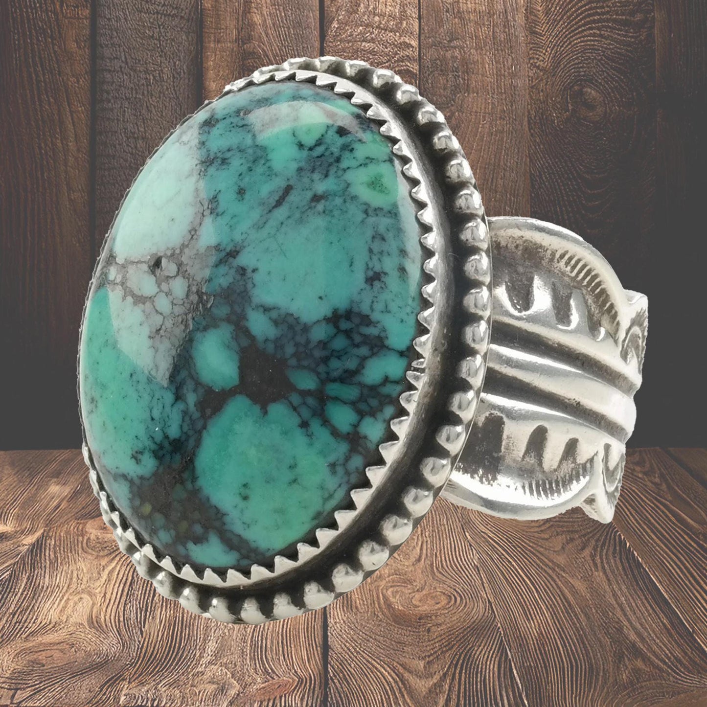 Vintage Native American Sterling Silver and Turquoise Ring, Size 14, Statement Ring, Signed LM