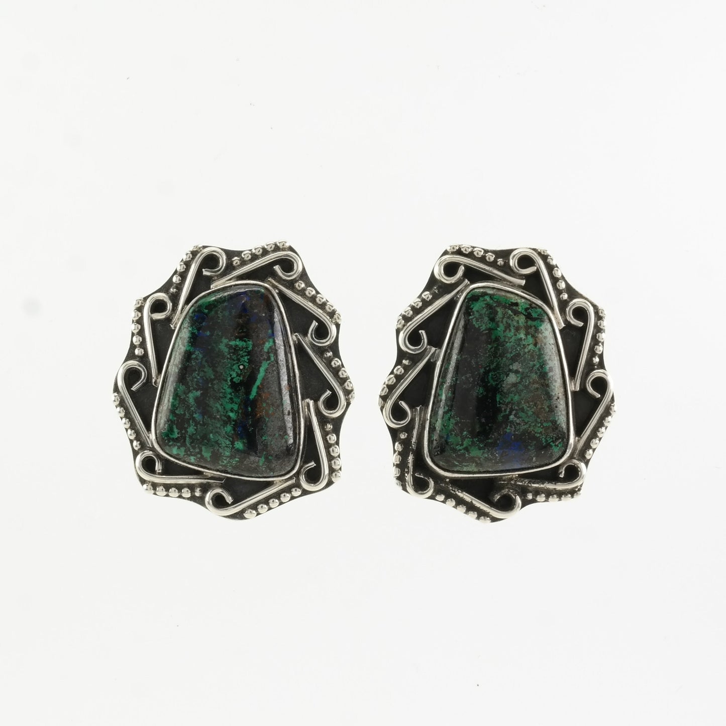 DTR Sterling Silver Chrysocolla Southwest Earrings Stud