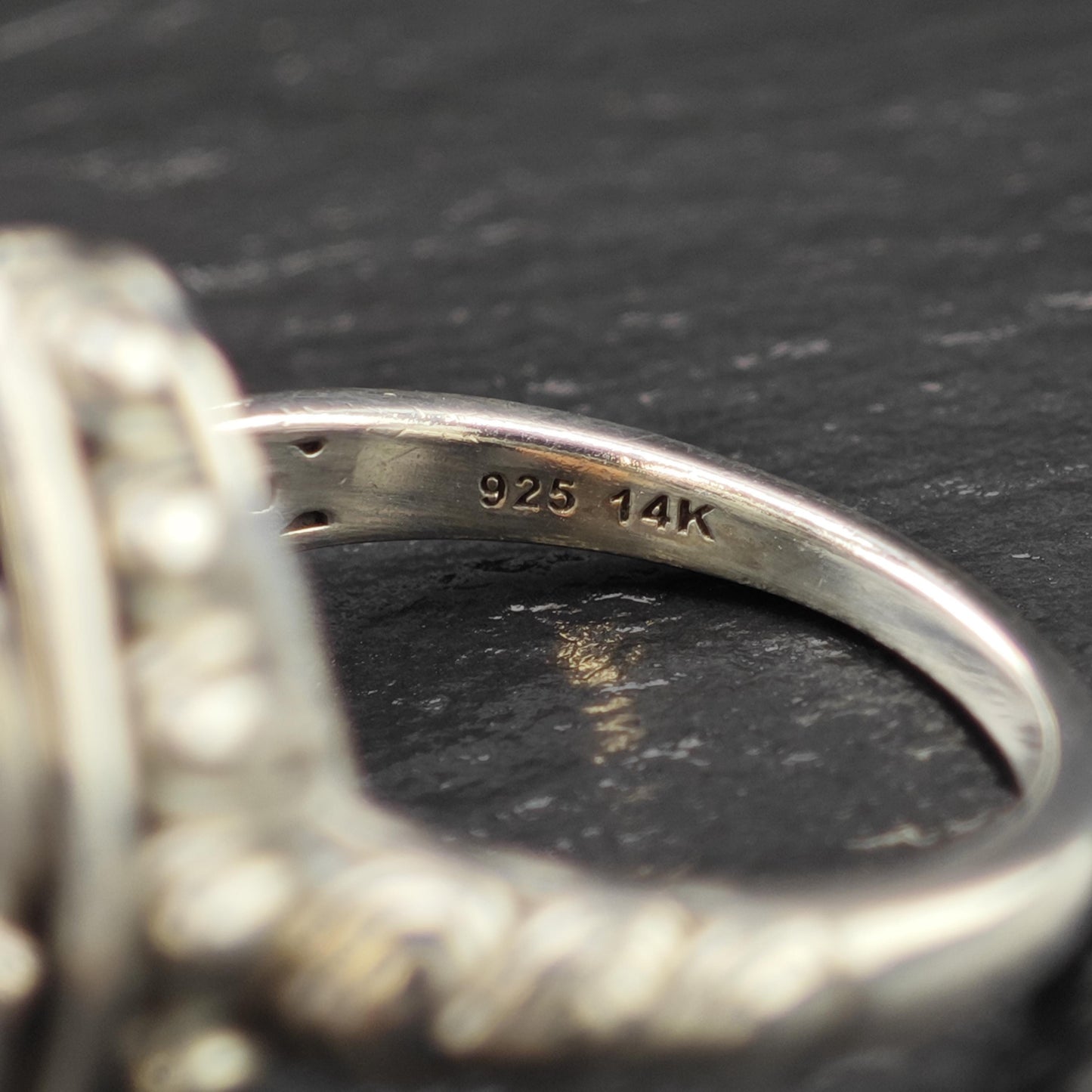A by JH 14K Gold Accent Ring Sterling Silver Sz 8 R6018