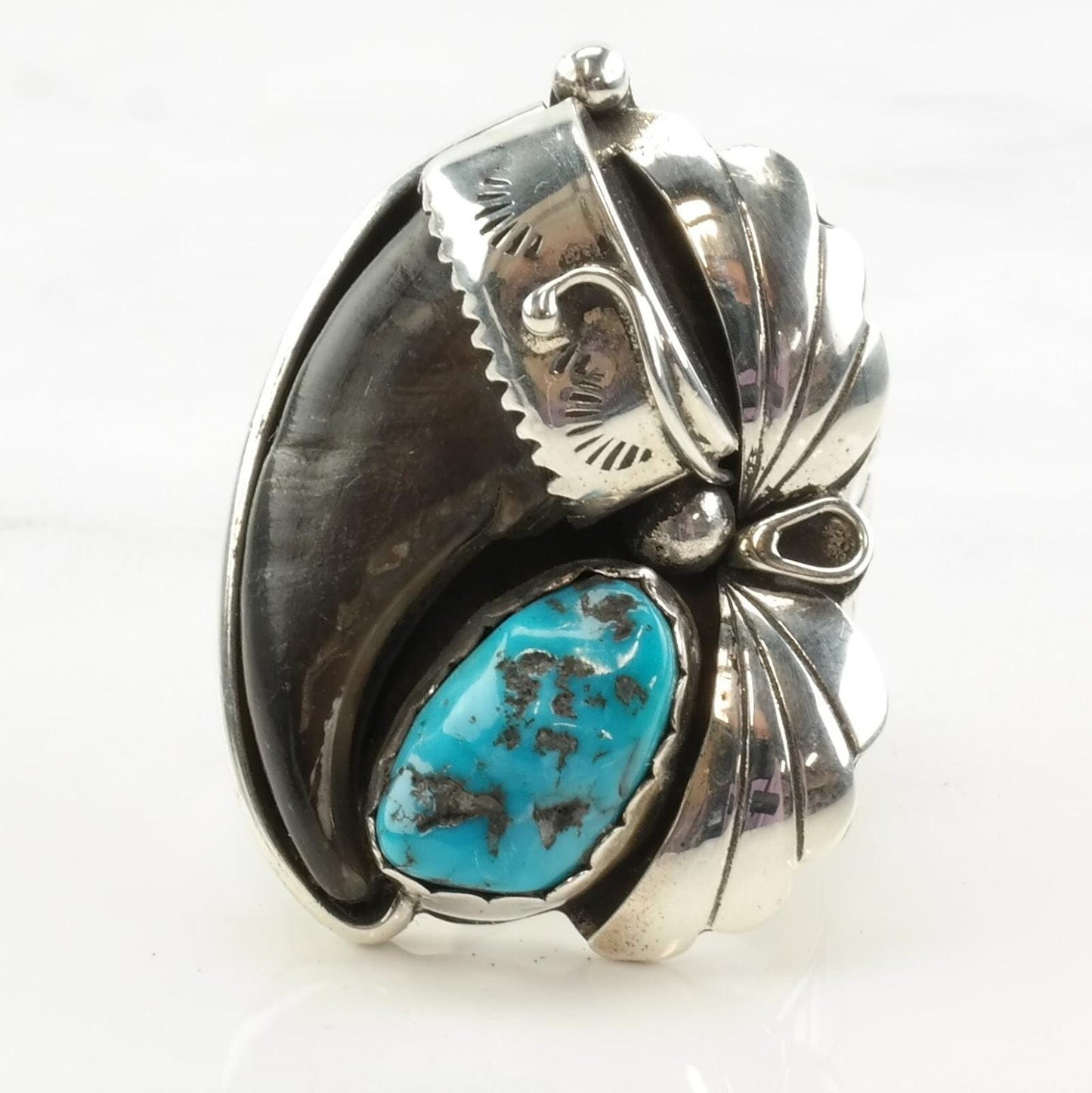 Vintage Navajo Sterling Silver Ring, Turquoise, Size 9.5