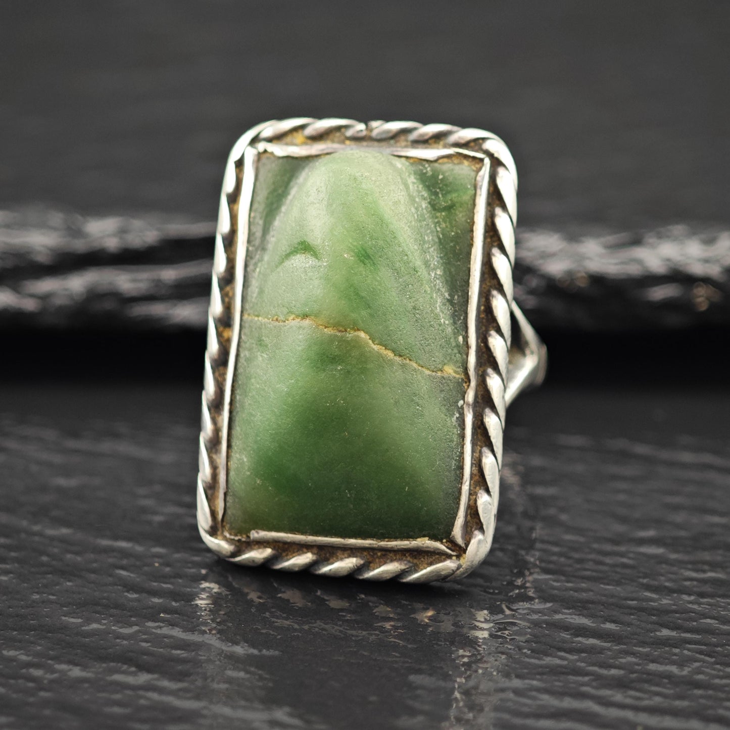 AS IS Mexico Alabaster Ring Sterling Silver Sz 7 1/4 R6139