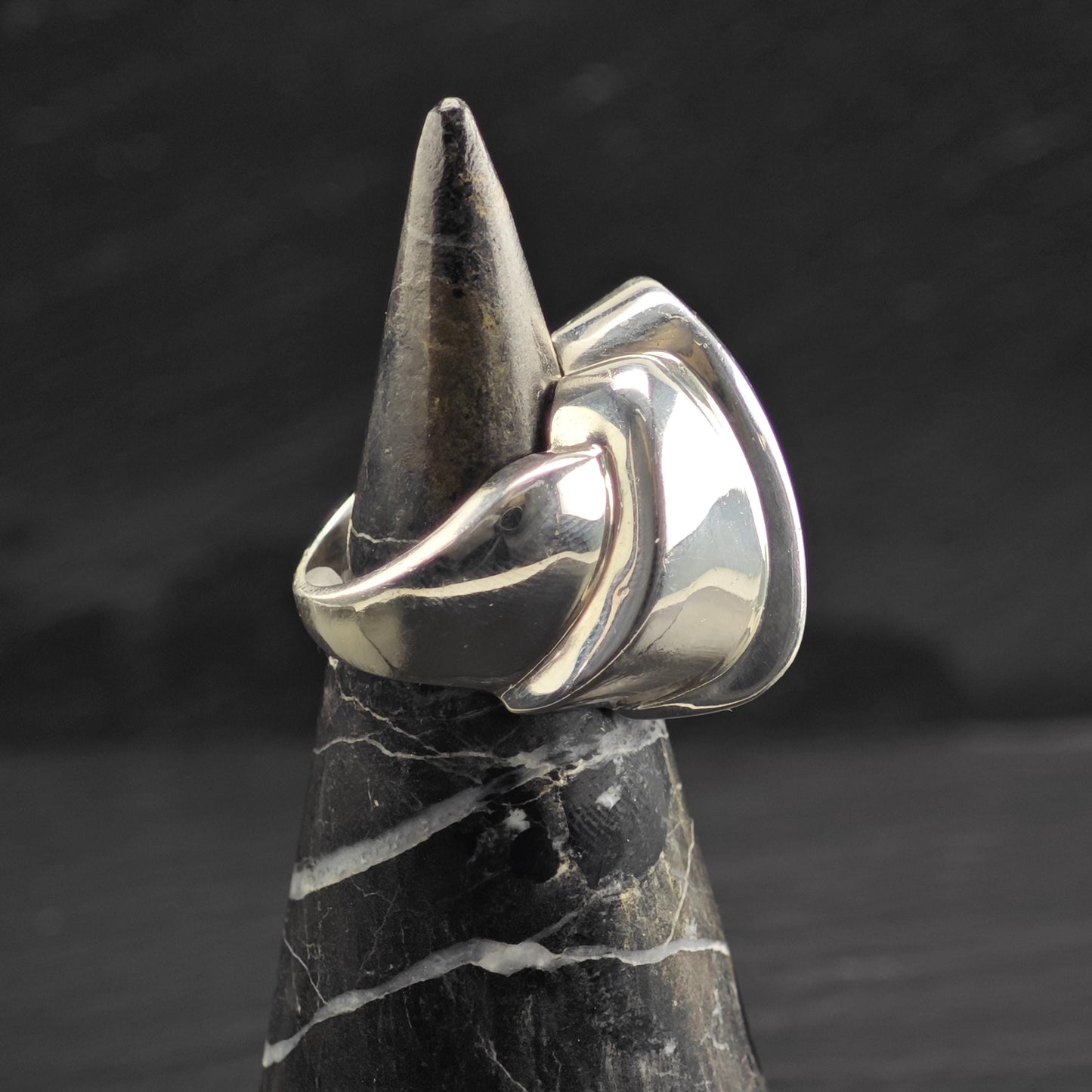 Vintage Krypell Crossover Curve Ring Sterling Silver Sz 6 1/4 R6692