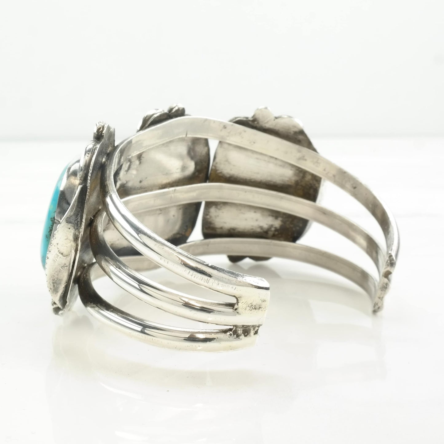 Southwest Sterling Silver Turquoise Leaf Cuff Bracelet