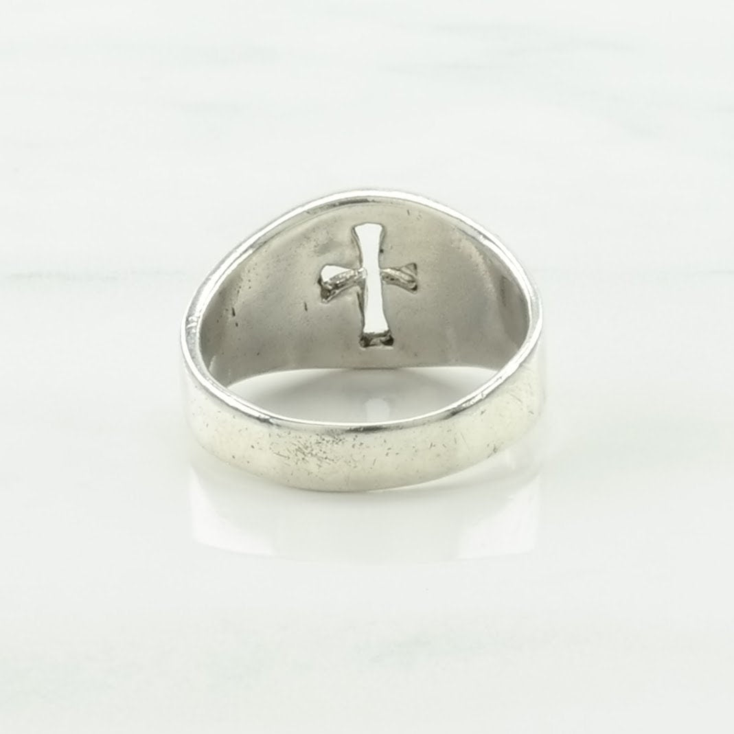 Sterling Silver Ring Cross Cutout Size 7 3/4