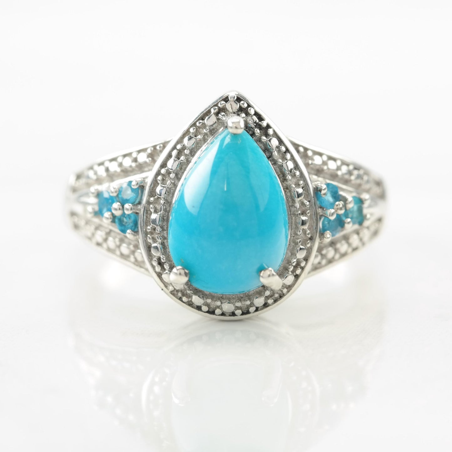 Vintage Sterling Silver Ring Turquoise Apatite Blue Size 6