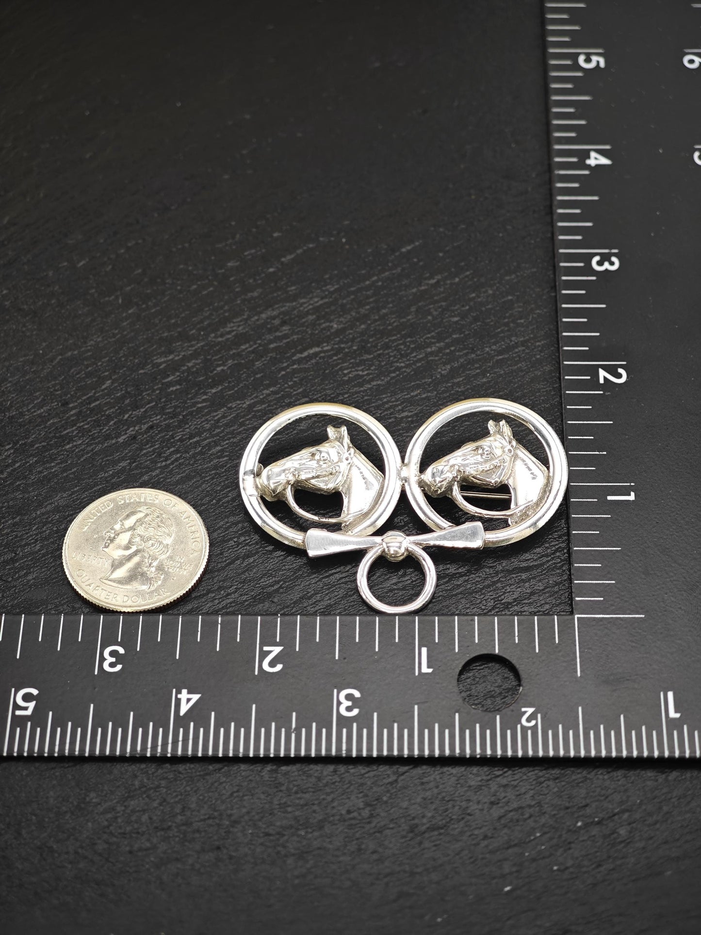 Vintage Equestrian, Horses Brooch Sterling Silver