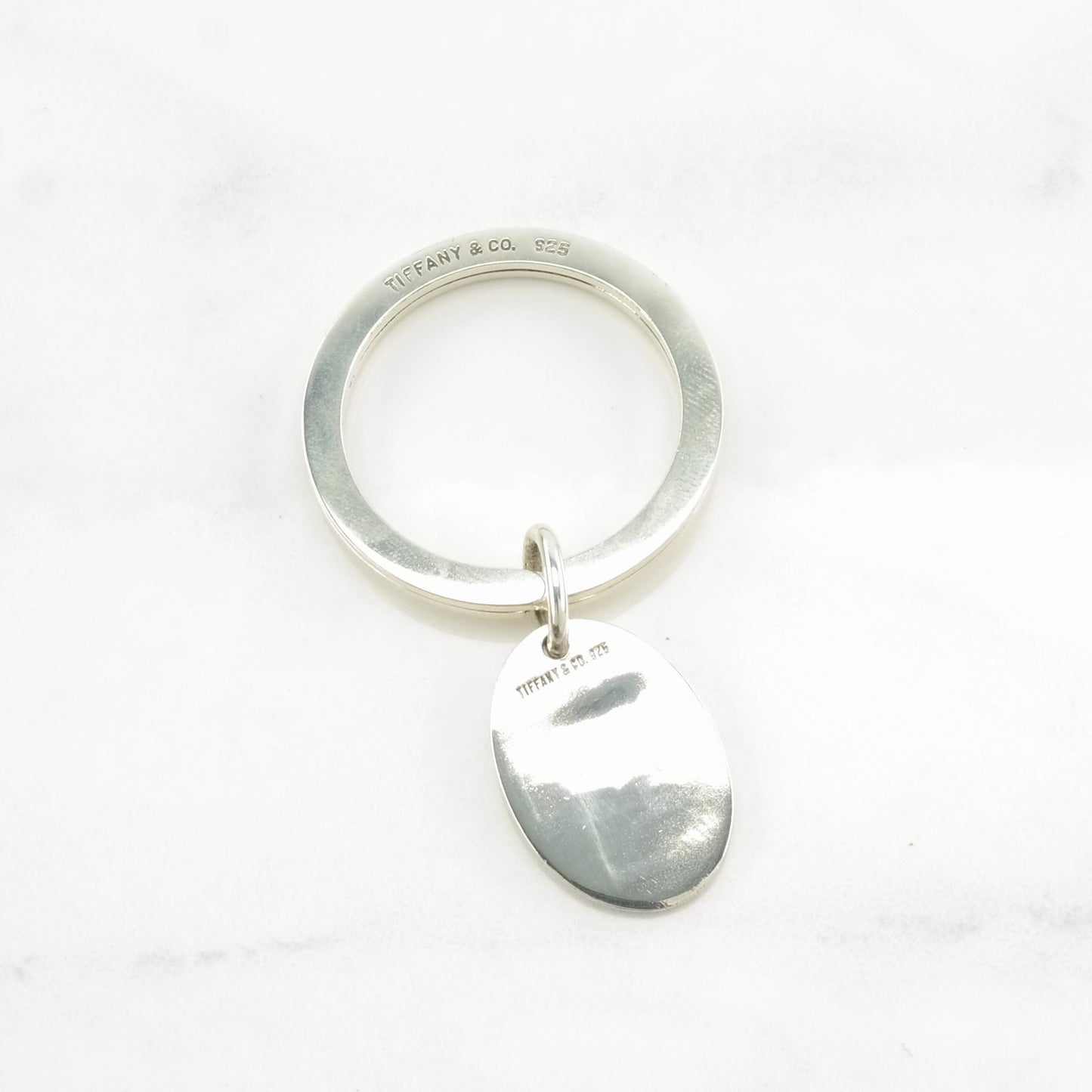 Vintage Tiffany & Co. Sterling Silver, Oval Tag Key Ring MISC0186