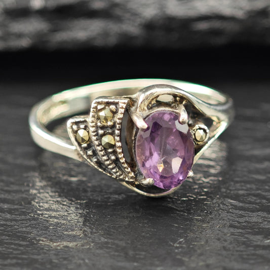 Purple Amethyst Sterling Silver Ring Size 9 R6066