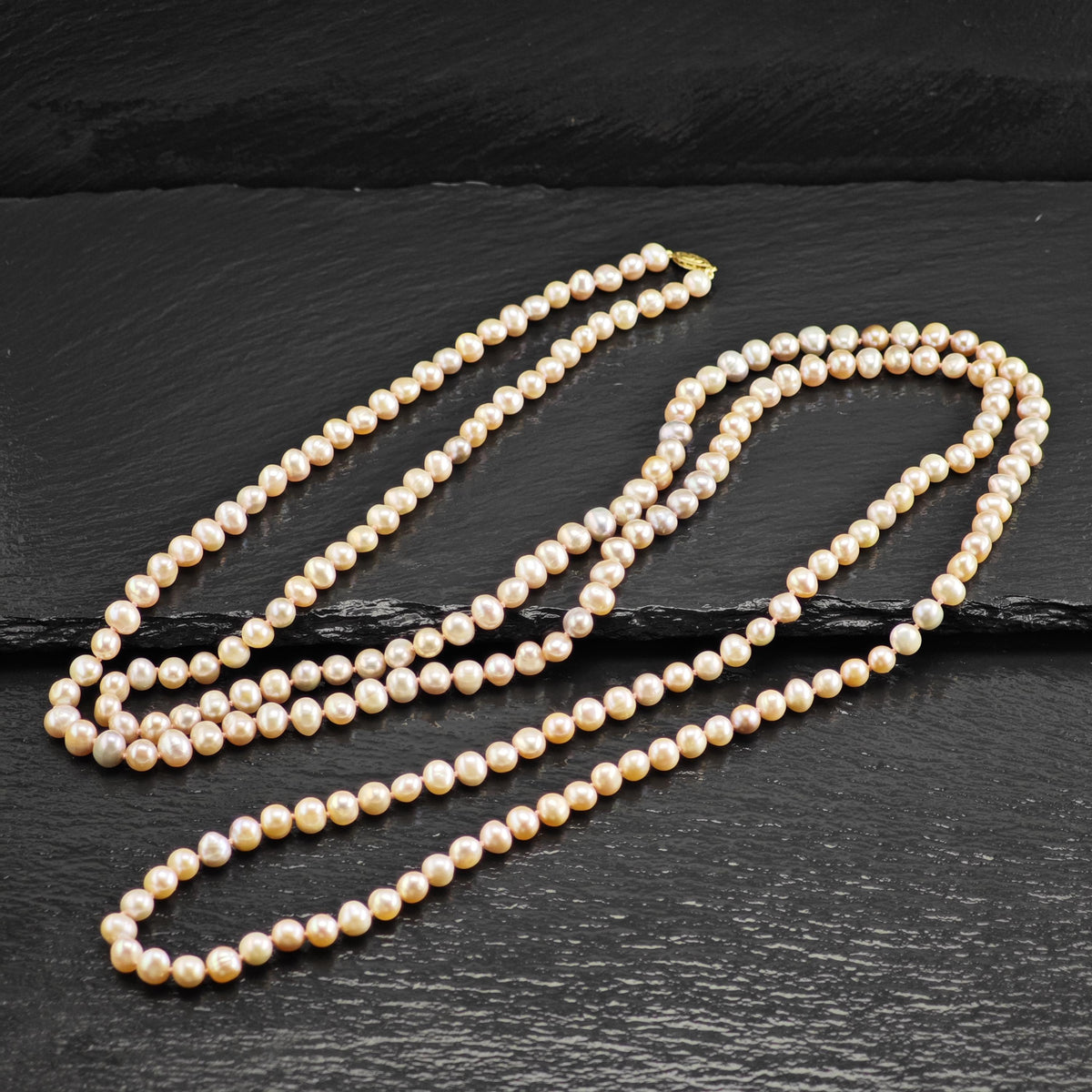 7mm Pink Pearl, 14K Gold Clasp Beaded Necklace N2789