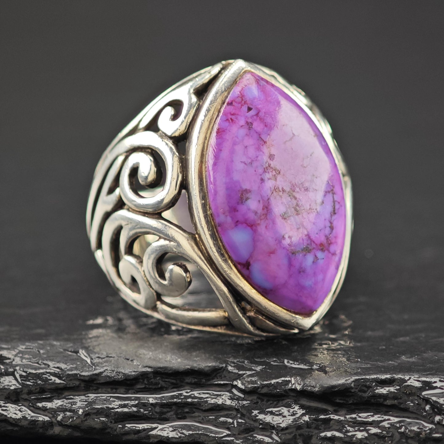 Purple Mojave Statement Ring Sterling Silver Size 5 3/4 R6082