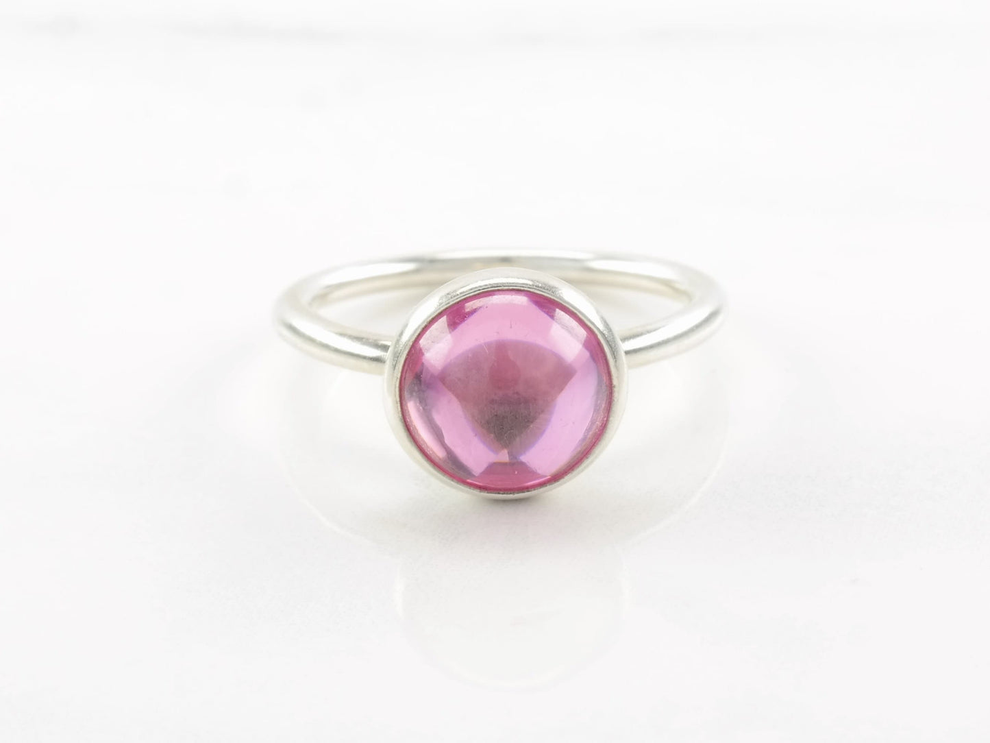 Sterling Silver Pandora Ring Poetic Droplet Minimalist Pink Sz8 1/4 R3849