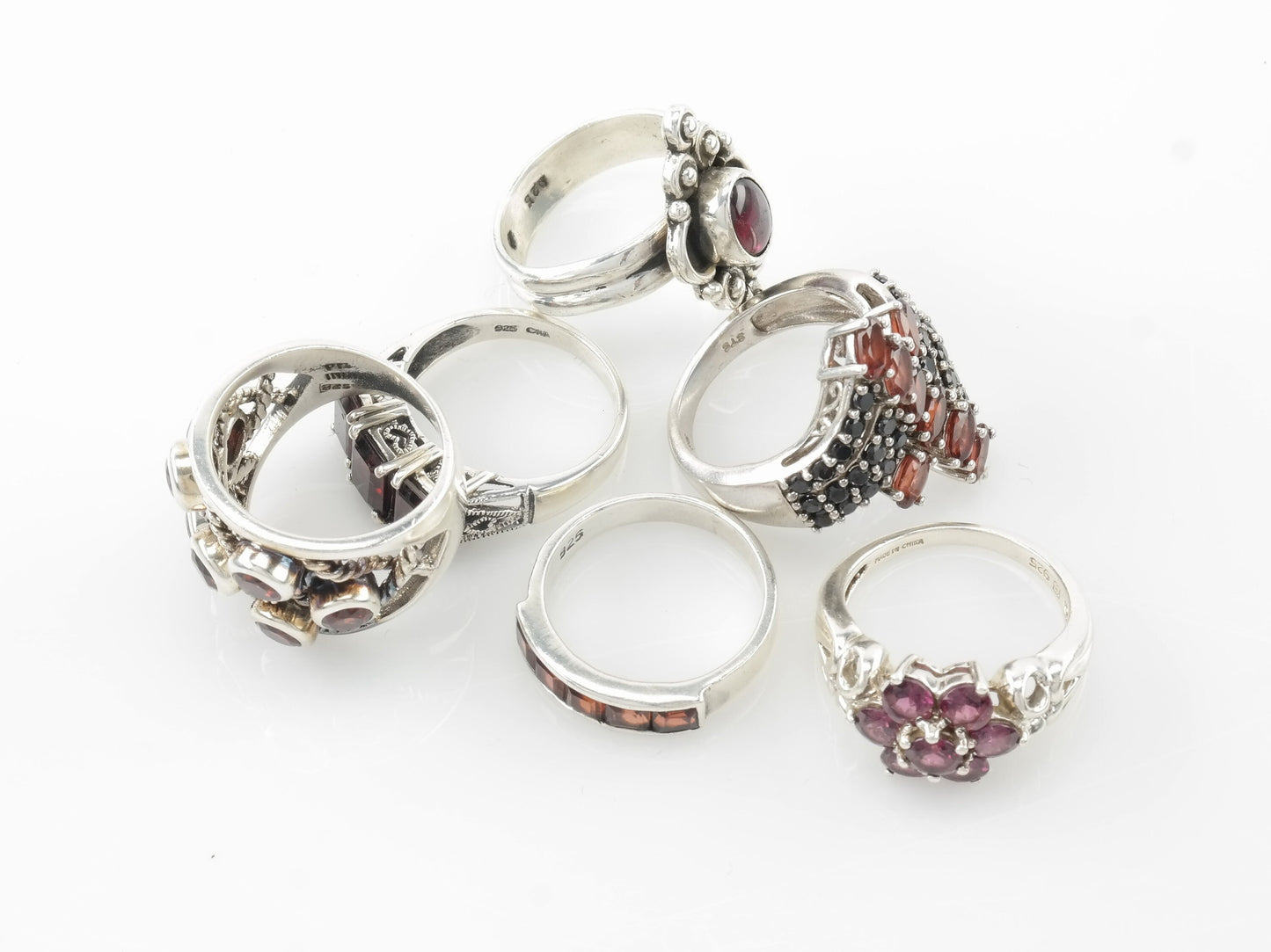 Sterling Silver Red Garnet Rings Size 7 Variety