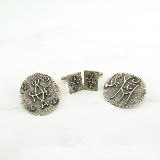 Vintage Alpha Epsilon Sigma Omega Brooch, Cufflinks Collection