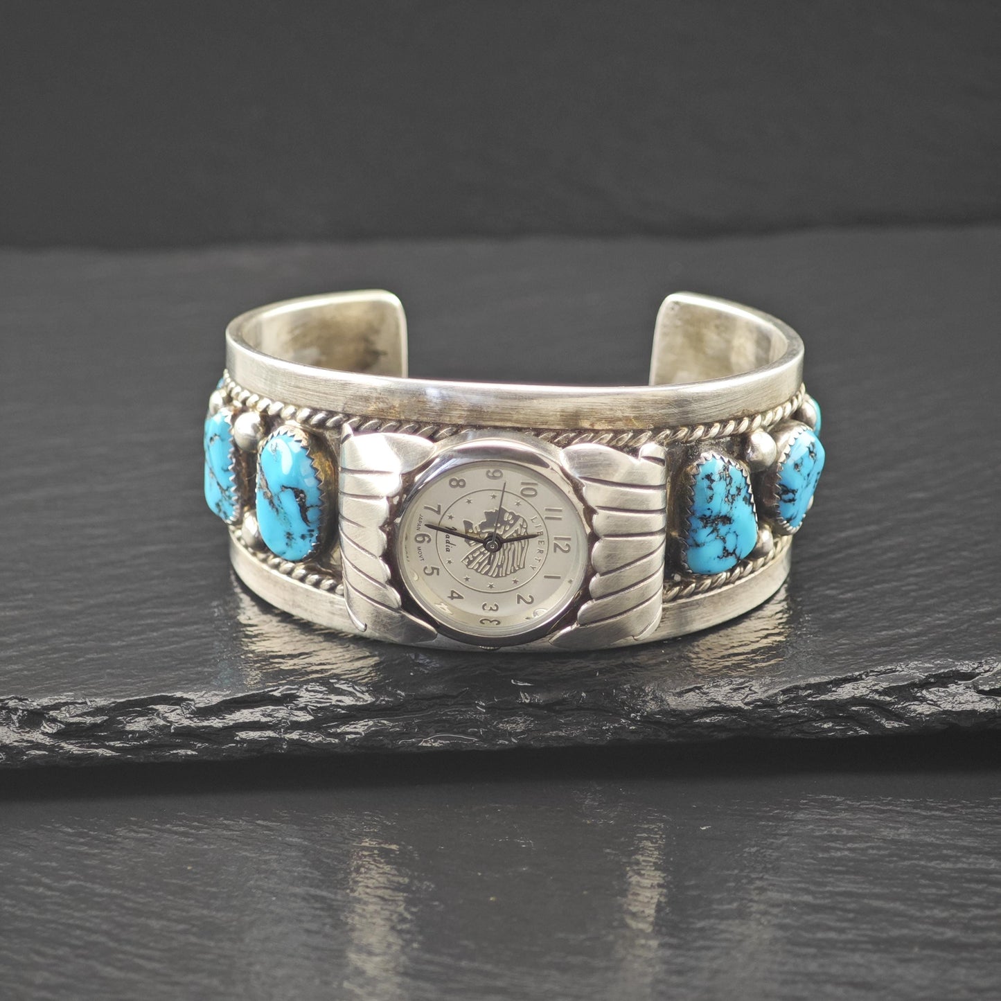 AS IS Turquoise Watch Cuff Sterling Silver Tommy Moore