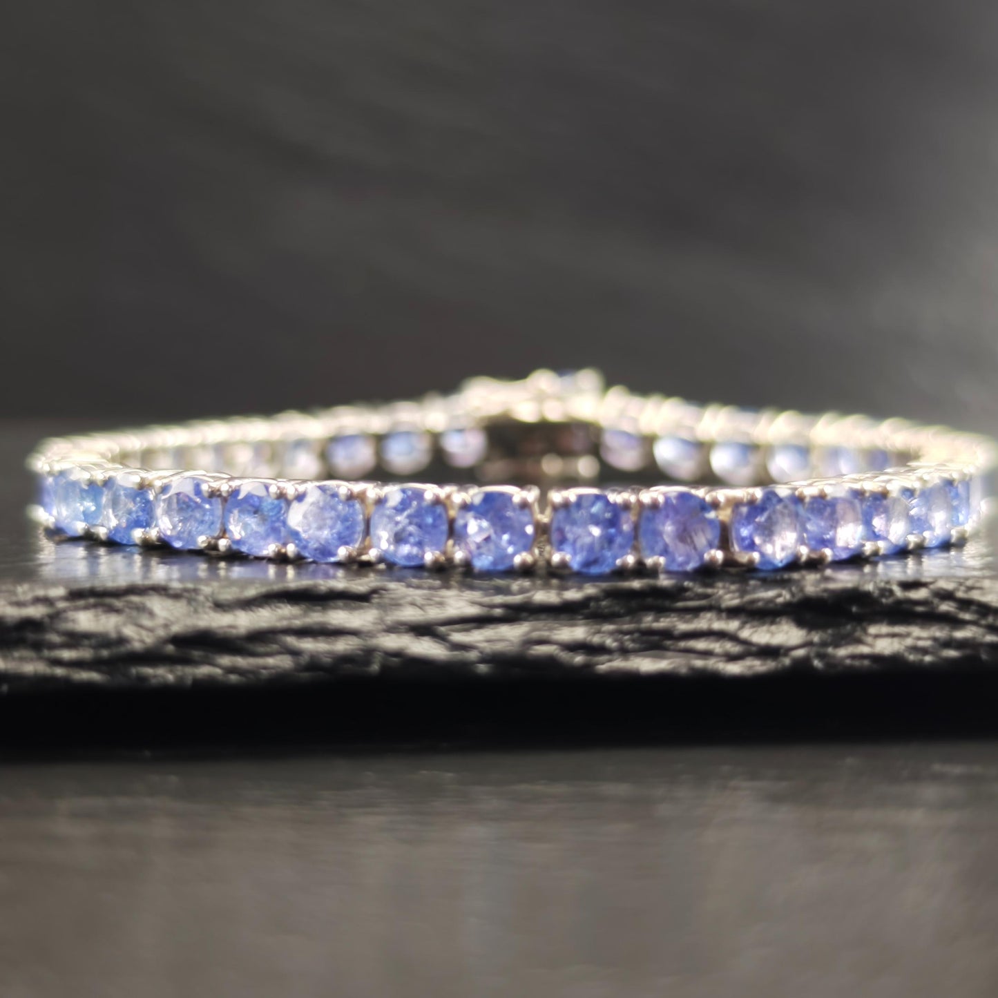 Vintage Included 14ctw Tanzanite Line Bracelet Sterling Silver