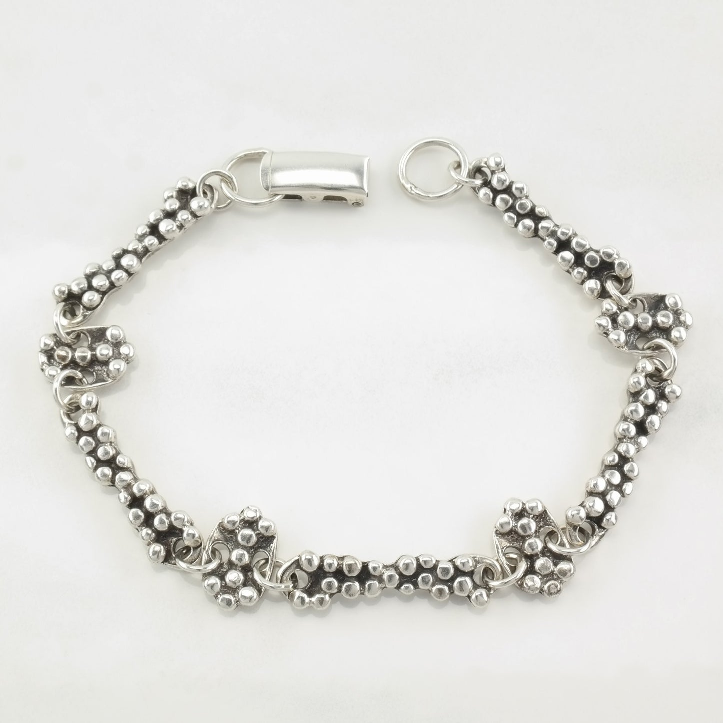 Designer Sterling Silver Link Bracelet Abstract