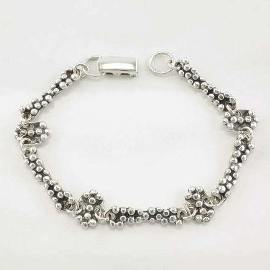 Designer Sterling Silver Link Bracelet Abstract